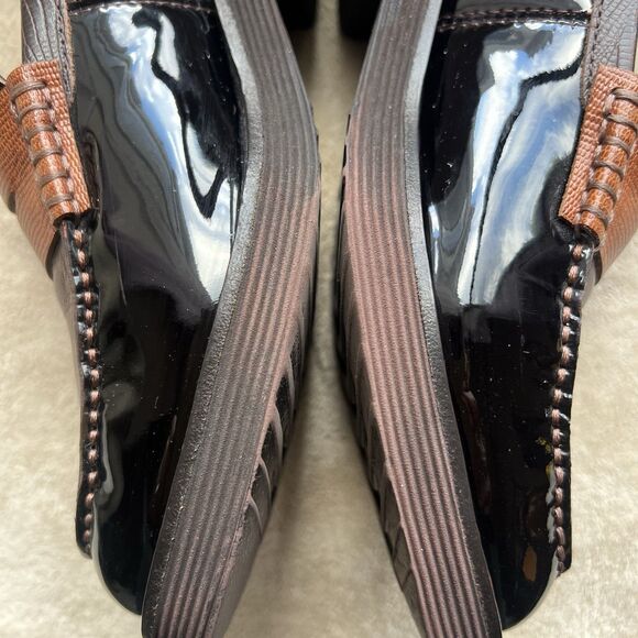 Jeffrey Campbell Lenna Brown Patent & Croc Embossed Leather Penny Loafer Women 6 - Picture 7 of 16